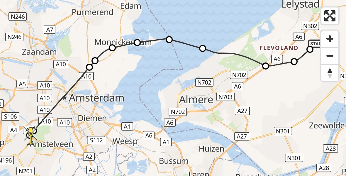 Routekaart van de vlucht: Politiehelikopter naar Schiphol, Talingweg