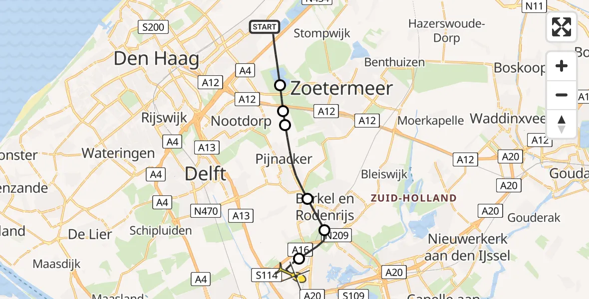 Routekaart van de vlucht: Lifeliner 2 naar Rotterdam The Hague Airport, Duinwaterpad
