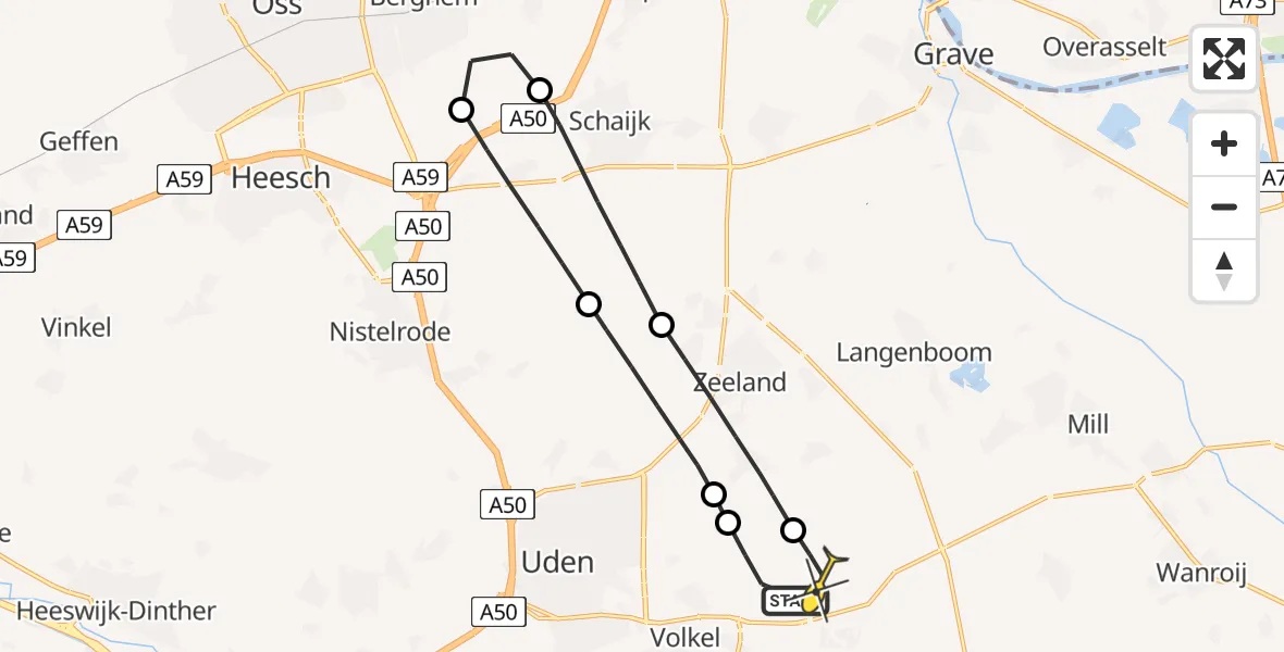 Routekaart van de vlucht: Lifeliner 3 naar Vliegbasis Volkel, Ganzenven
