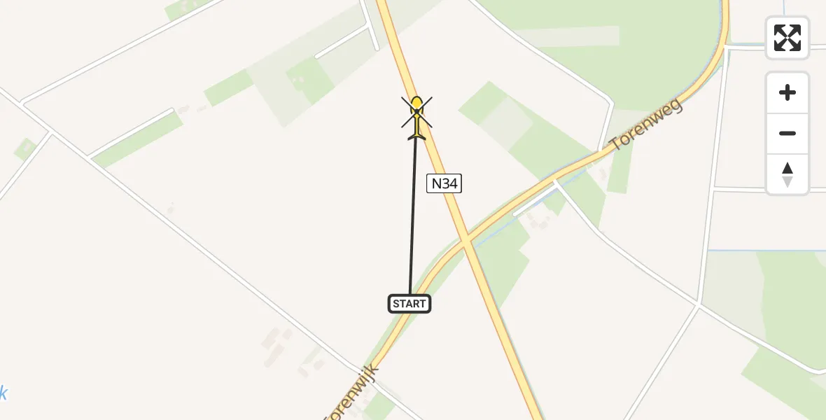 Routekaart van de vlucht: Lifeliner 4 naar Odoornerveen, Achterweg