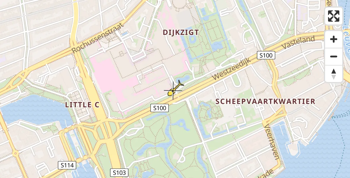 Routekaart van de vlucht: Kustwachthelikopter naar Erasmus MC