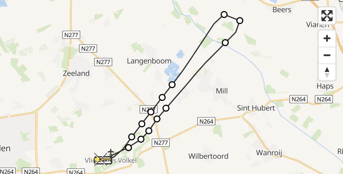 Routekaart van de vlucht: Lifeliner 3 naar Vliegbasis Volkel, Zeelandsedijk
