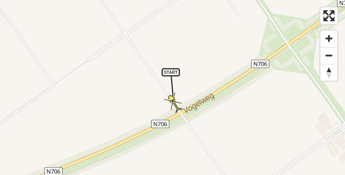 Routekaart van de vlucht: Lifeliner 1 naar Zeewolde, Windmolenpad ADO