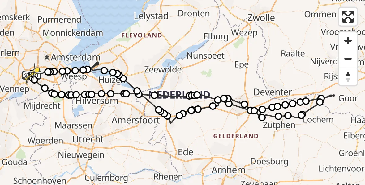 Routekaart van de vlucht: Politieheli naar Schiphol, Halim P.K. straat
