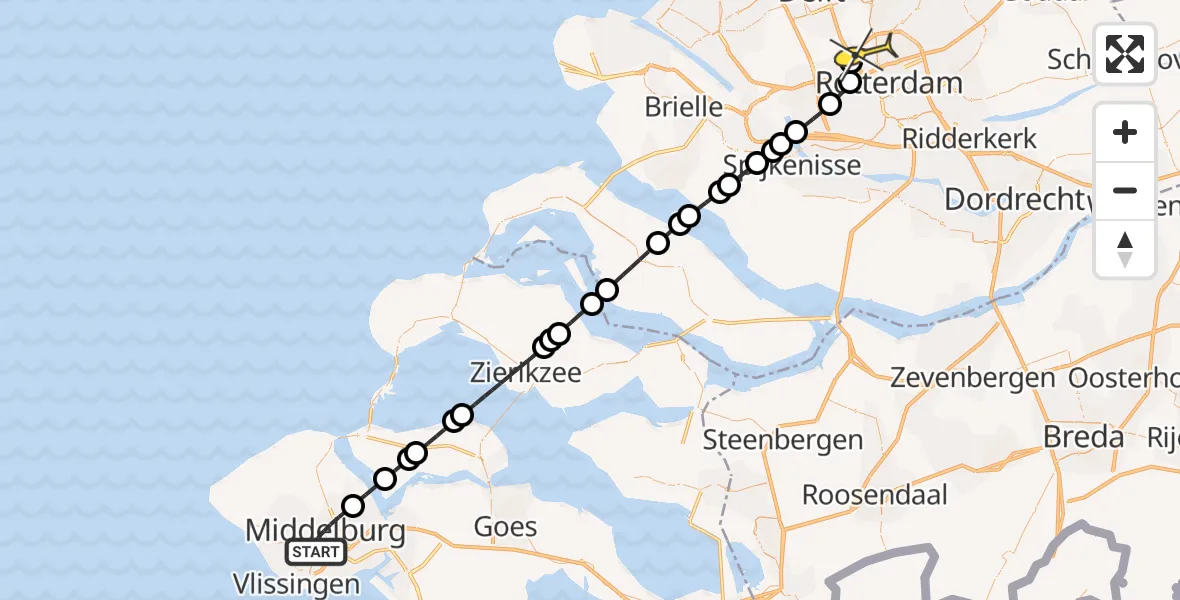 Routekaart van de vlucht: Lifeliner 2 naar Rotterdam The Hague Airport, Arnelaan