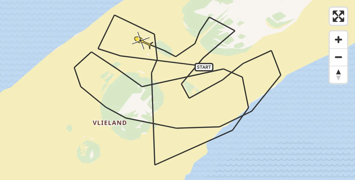 Routekaart van de vlucht: Politieheli naar Vlieland, Vliehors