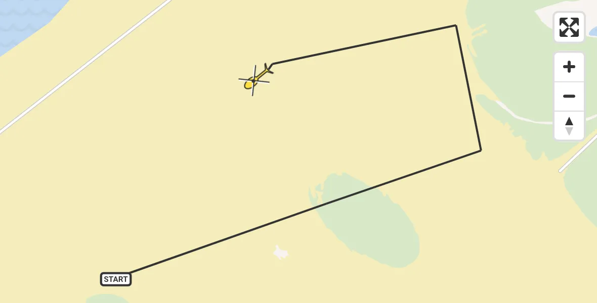 Routekaart van de vlucht: Politieheli naar Vlieland, Vliehors