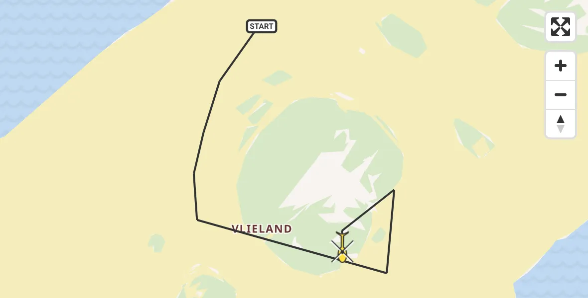 Routekaart van de vlucht: Politiehelikopter naar Vlieland, Vliehors