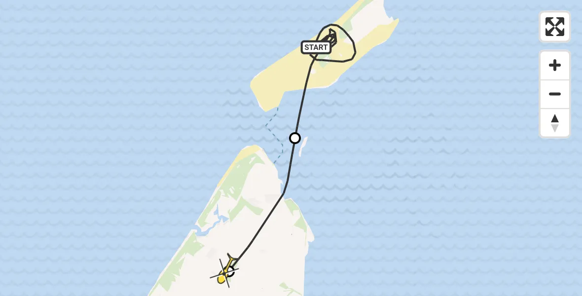 Routekaart van de vlucht: Politiehelikopter naar Texel International Airport, Vliehors