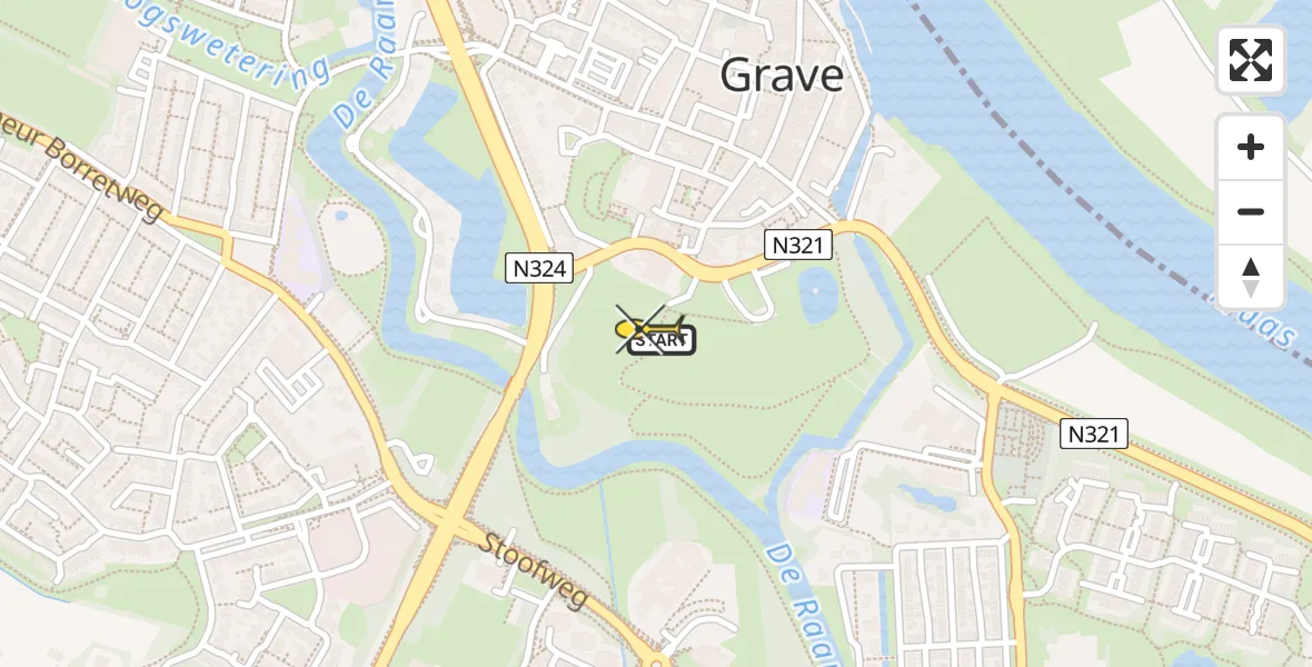 Routekaart van de vlucht: Lifeliner 3 naar Grave, Hamstraat