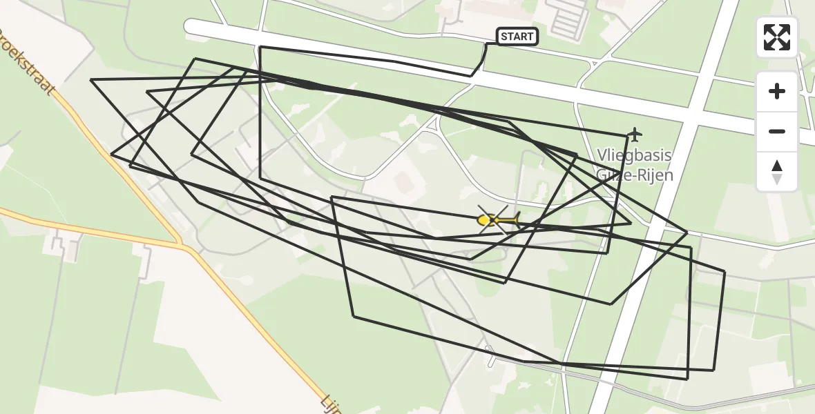 Vluchtroute Politiehelikopter van Vliegbasis Gilze-Rijen naar Vliegbasis Gilze-Rijen