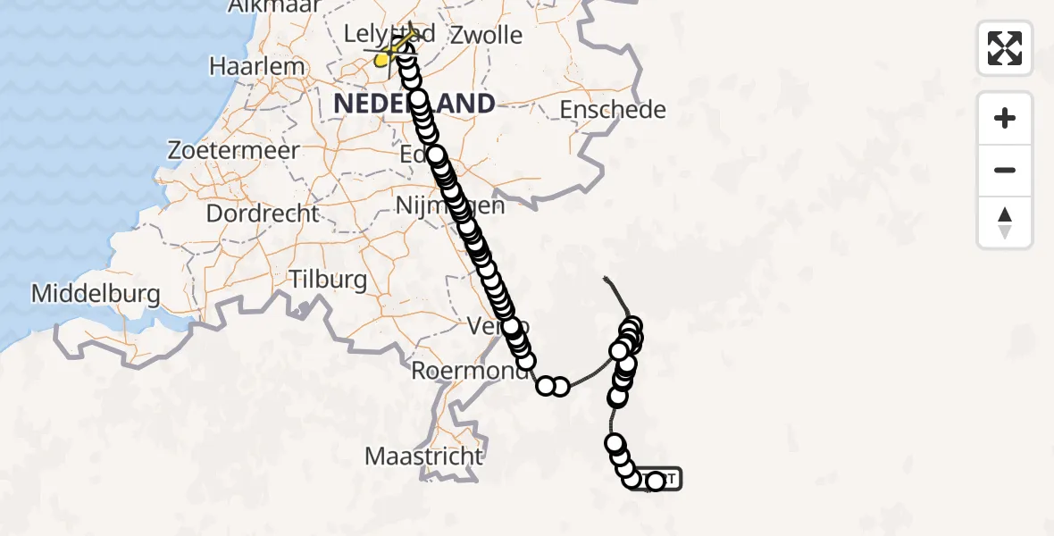Routekaart van de vlucht: Ambulanceheli naar Lelystad Airport, Arendweg