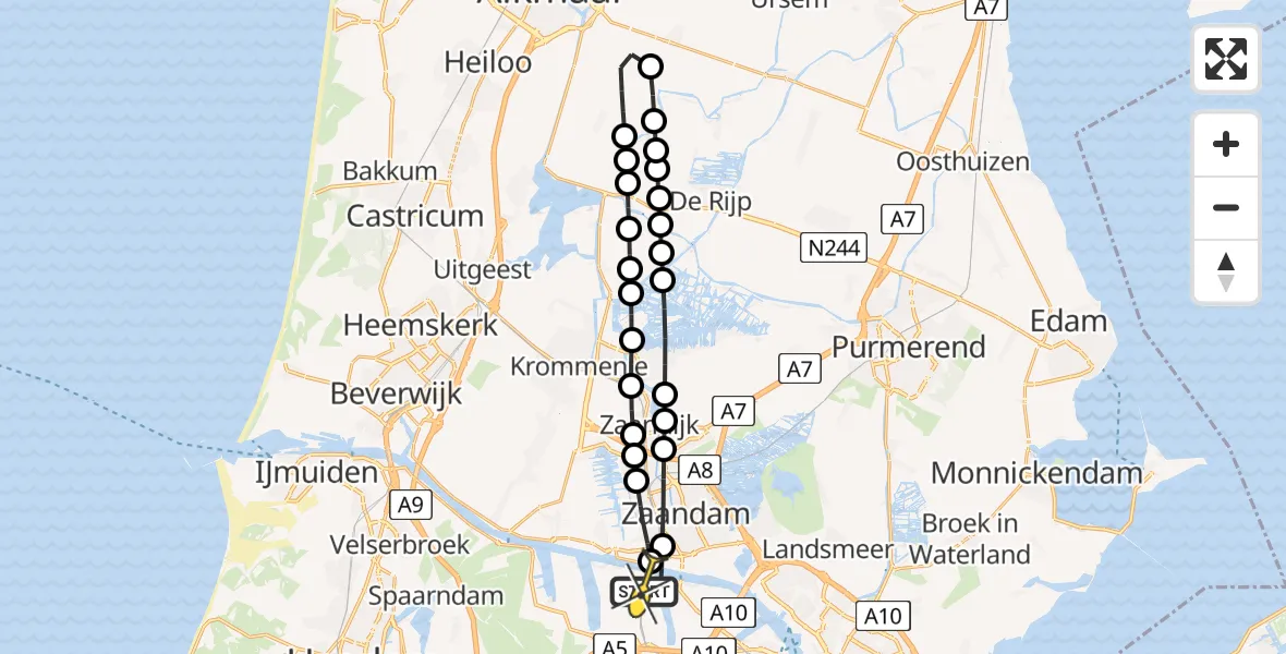 Routekaart van de vlucht: Lifeliner 1 naar Amsterdam Heliport, Elbaweg