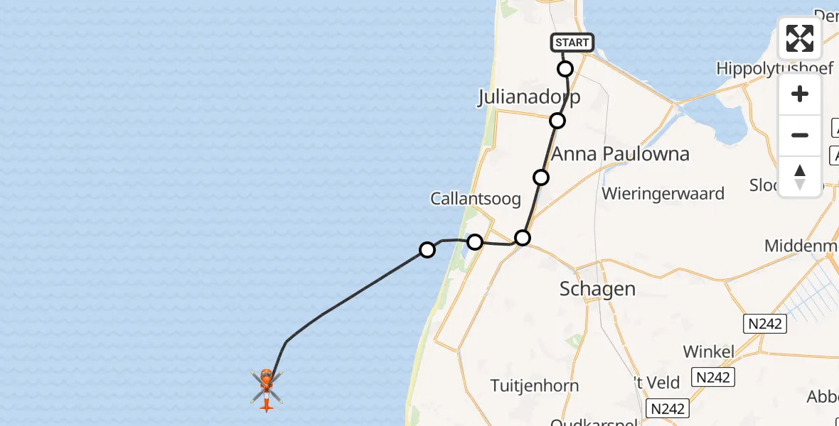 Vluchtroute Kustwachthelikopter Vliegveld De Kooy - , 03 december 2025, 15:53