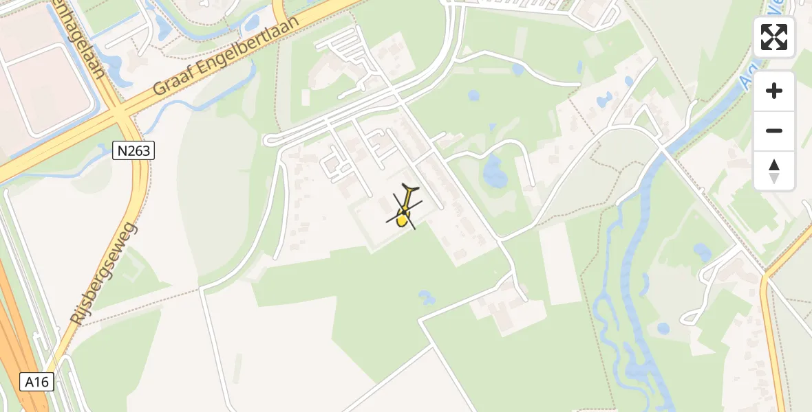 Routekaart van de vlucht: Politiehelikopter naar Breda