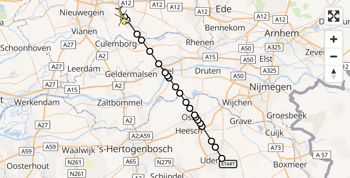 Routekaart van de vlucht: Lifeliner 3 naar Werkhoven, Zeelandsedijk