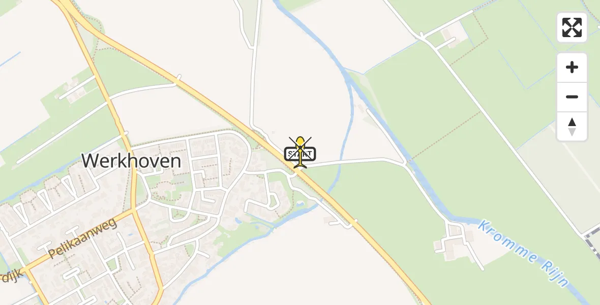 Routekaart van de vlucht: Lifeliner 3 naar Werkhoven, Beverweertseweg