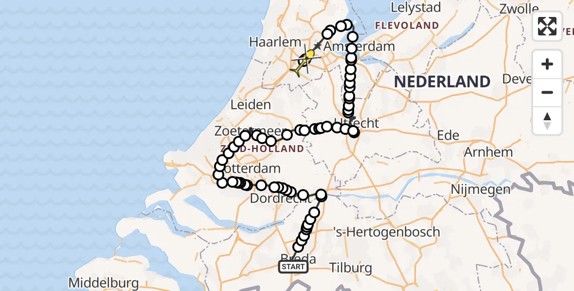Routekaart van de vlucht: Politieheli naar Schiphol, Den Dogdreef