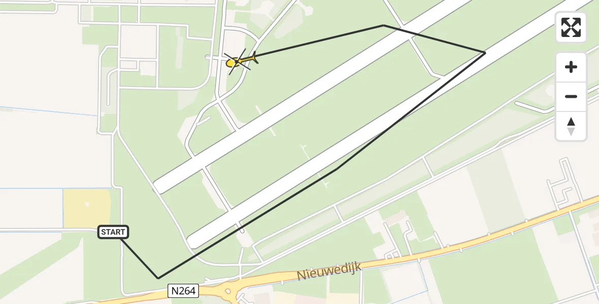 Routekaart van de vlucht: Lifeliner 3 naar Vliegbasis Volkel, Zeelandsedijk