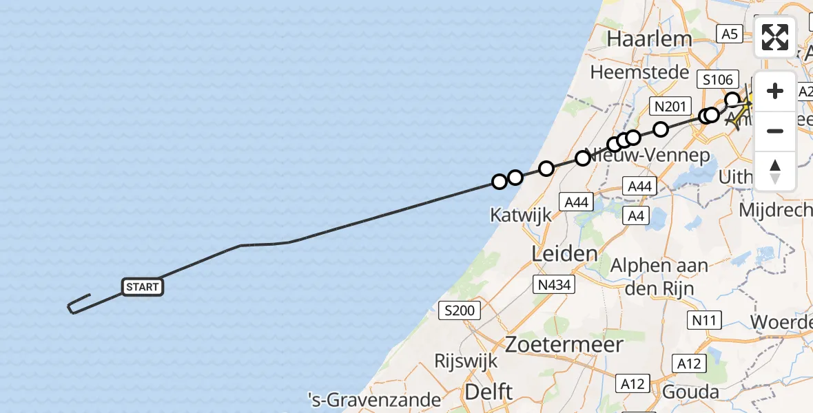 Routekaart van de vlucht: Politiehelikopter naar Schiphol, Thermiekstraat
