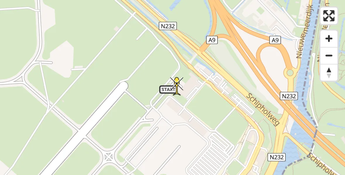 Routekaart van de vlucht: Politiehelikopter naar Schiphol, Walaardt Sacréstraat