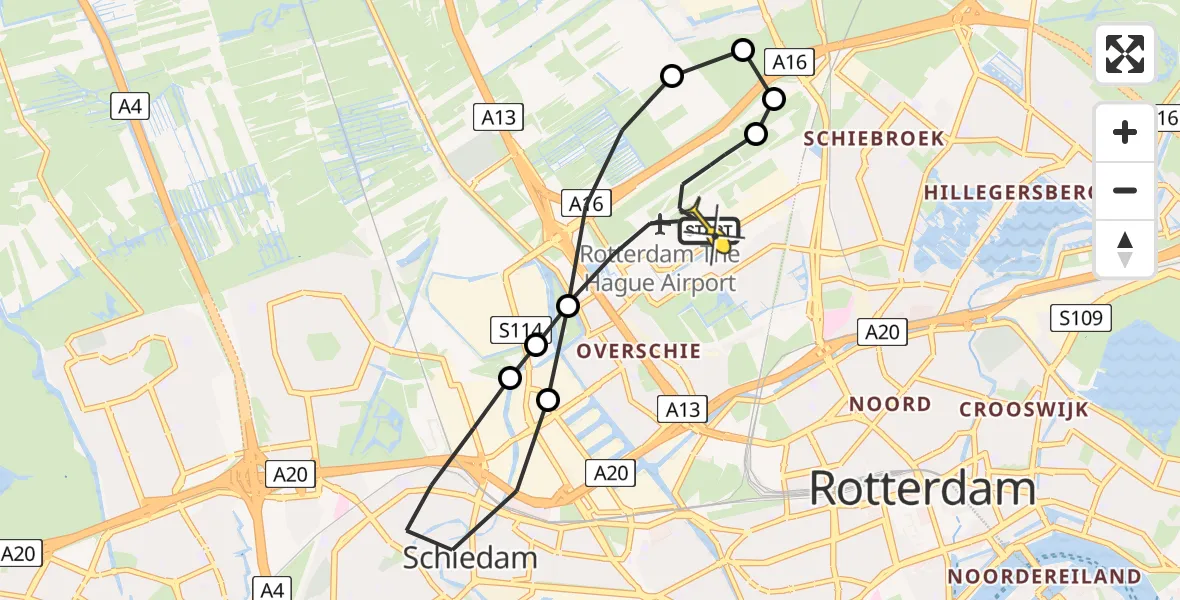 Routekaart van de vlucht: Lifeliner 2 naar Rotterdam The Hague Airport, Zaventembaan