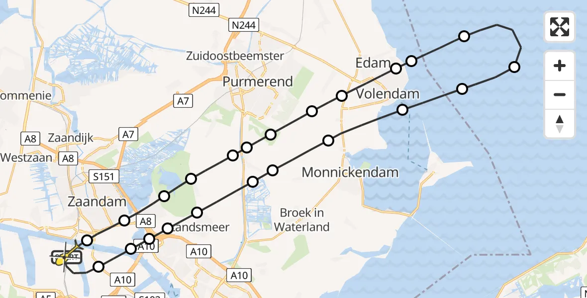 Routekaart van de vlucht: Lifeliner 1 naar Amsterdam Heliport, Maltaweg