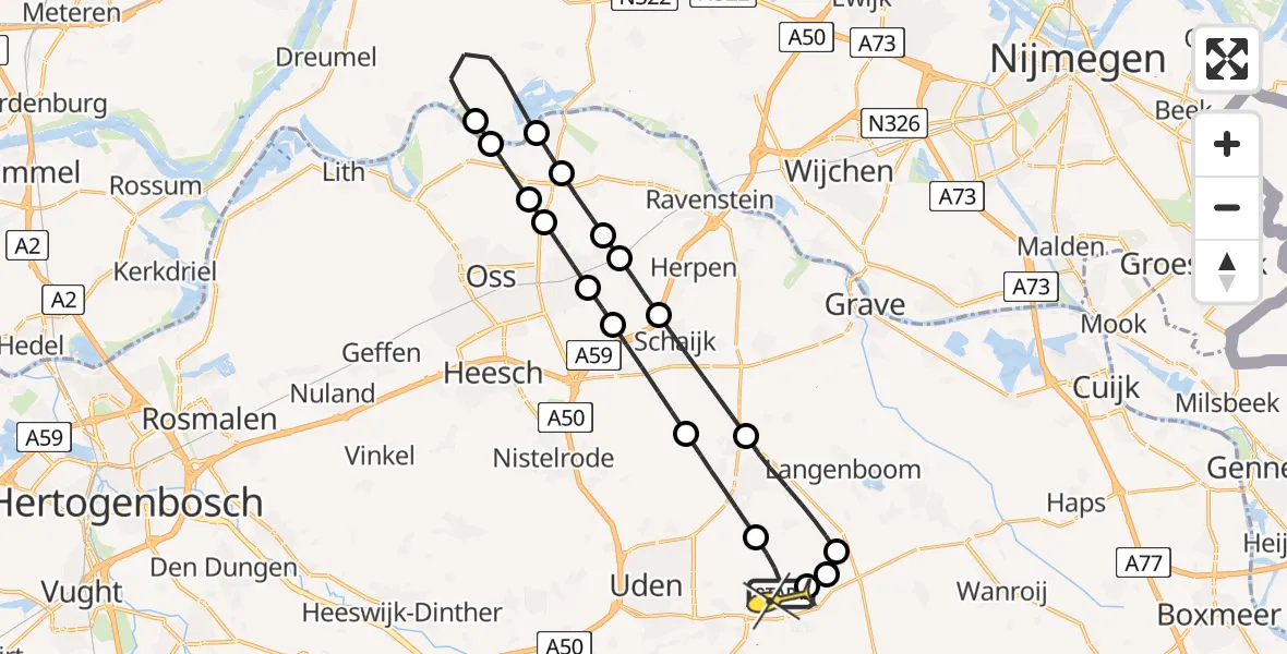 Routekaart van de vlucht: Lifeliner 3 naar Vliegbasis Volkel, Achter-Oventje