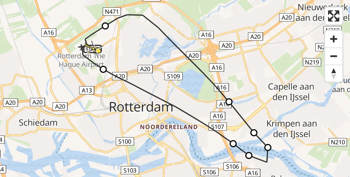 Routekaart van de vlucht: Lifeliner 2 naar Rotterdam The Hague Airport, Terletpad