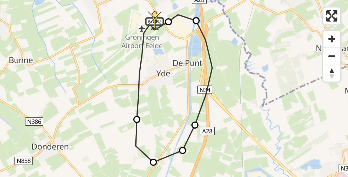 Routekaart van de vlucht: Lifeliner 4 naar Groningen Airport Eelde, Vissersweg