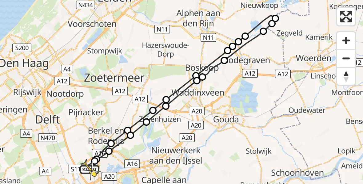 Routekaart van de vlucht: Lifeliner 2 naar Rotterdam The Hague Airport, Brandenburgbaan
