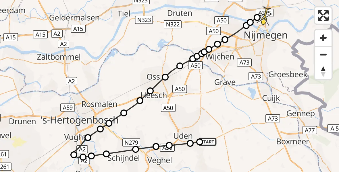 Routekaart van de vlucht: Lifeliner 3 naar Nijmegen, Groensteeg