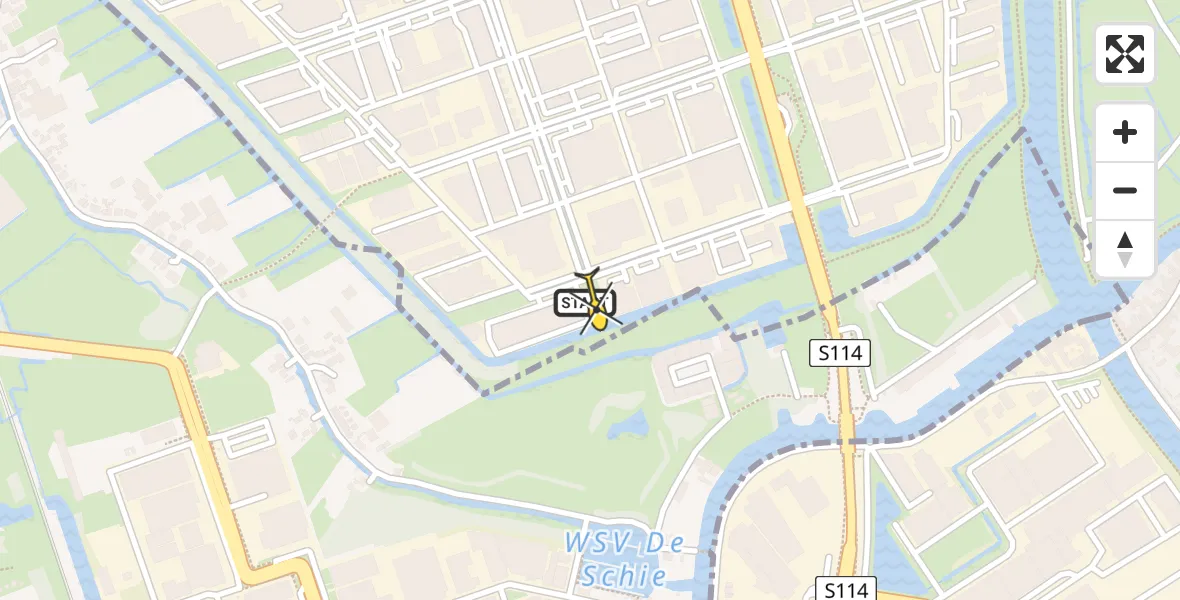 Routekaart van de vlucht: Lifeliner 2 naar Rotterdam, Cairostraat