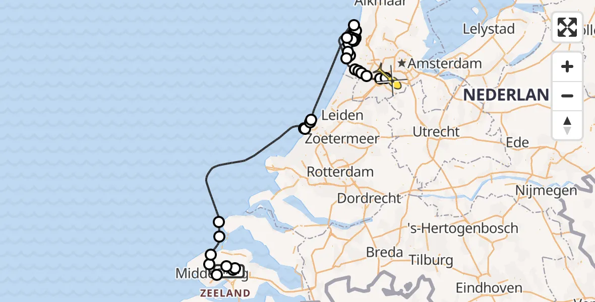 Routekaart van de vlucht: Politieheli naar Schiphol, Calandweg