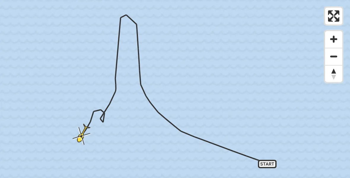 Routekaart van de vlucht: Kustwachthelikopter naar 