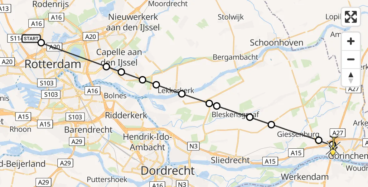 Routekaart van de vlucht: Lifeliner 2 naar Gorinchem, Van Marumhof