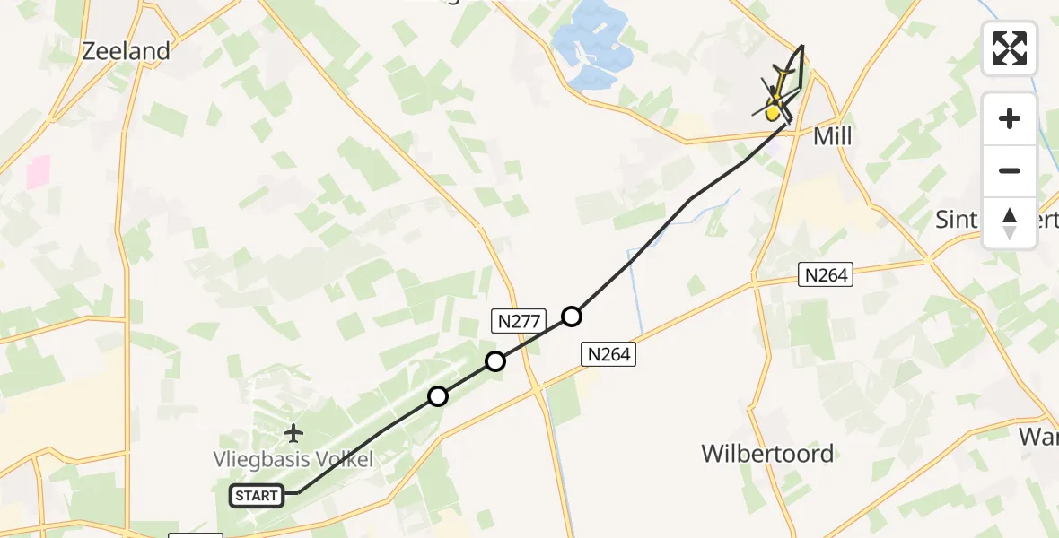 Routekaart van de vlucht: Lifeliner 3 naar Mill, Snipweg