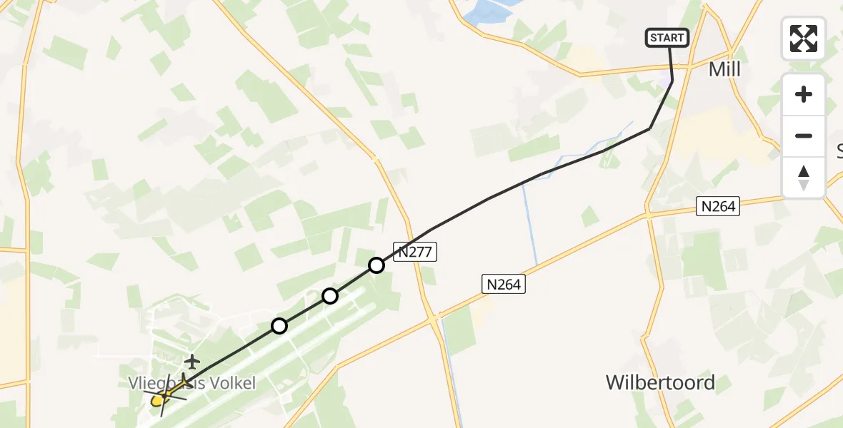 Routekaart van de vlucht: Lifeliner 3 naar Vliegbasis Volkel, Zeelandsedijk