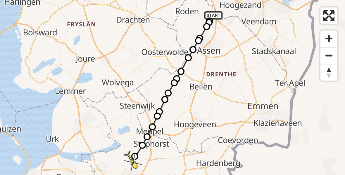 Routekaart van de vlucht: Lifeliner 4 naar Hasselt, Zwartewaterweg