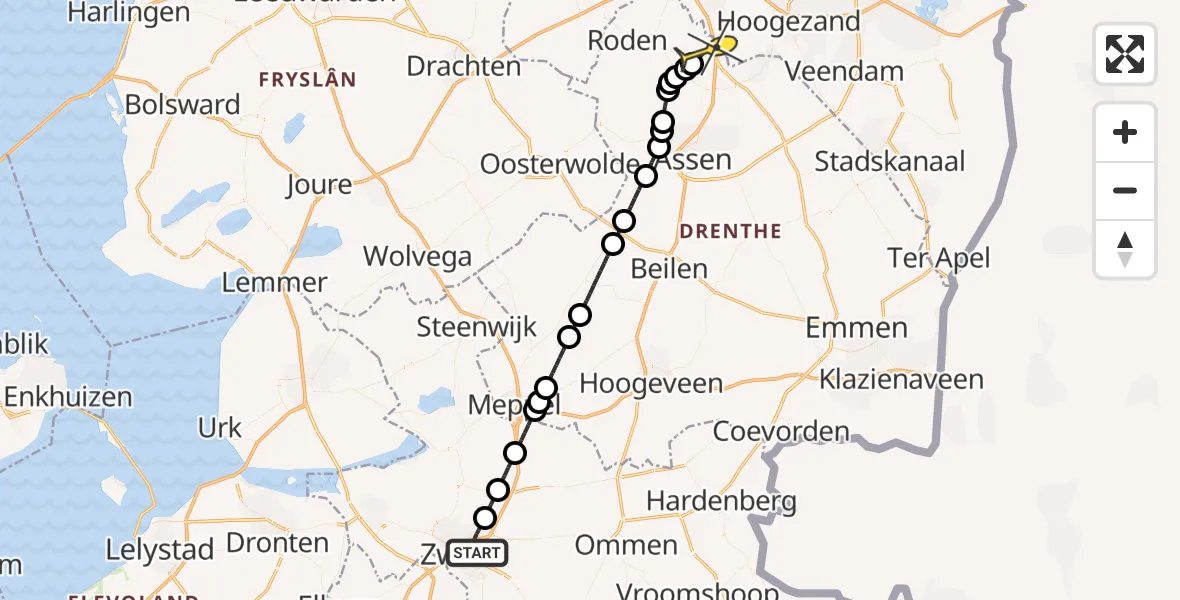 Routekaart van de vlucht: Lifeliner 4 naar Groningen Airport Eelde, Machlaan