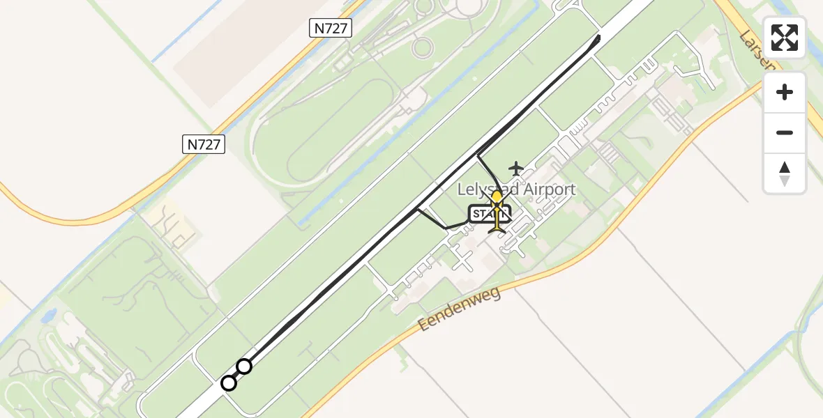 Routekaart van de vlucht: Ambulancehelikopter naar Lelystad Airport, Emoeweg