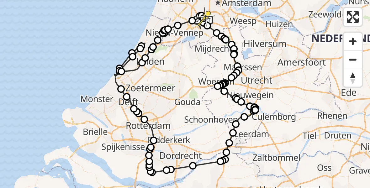 Routekaart van de vlucht: Politieheli naar Schiphol, Loevesteinse Randweg