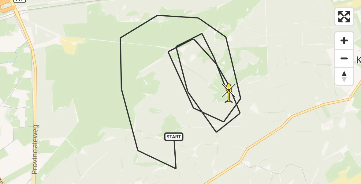 Routekaart van de vlucht: Politiehelikopter naar Kootwijk, Kruiseltseweg