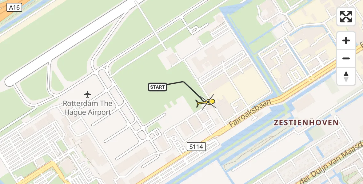 Routekaart van de vlucht: Lifeliner 2 naar Rotterdam The Hague Airport, Brandenburgbaan