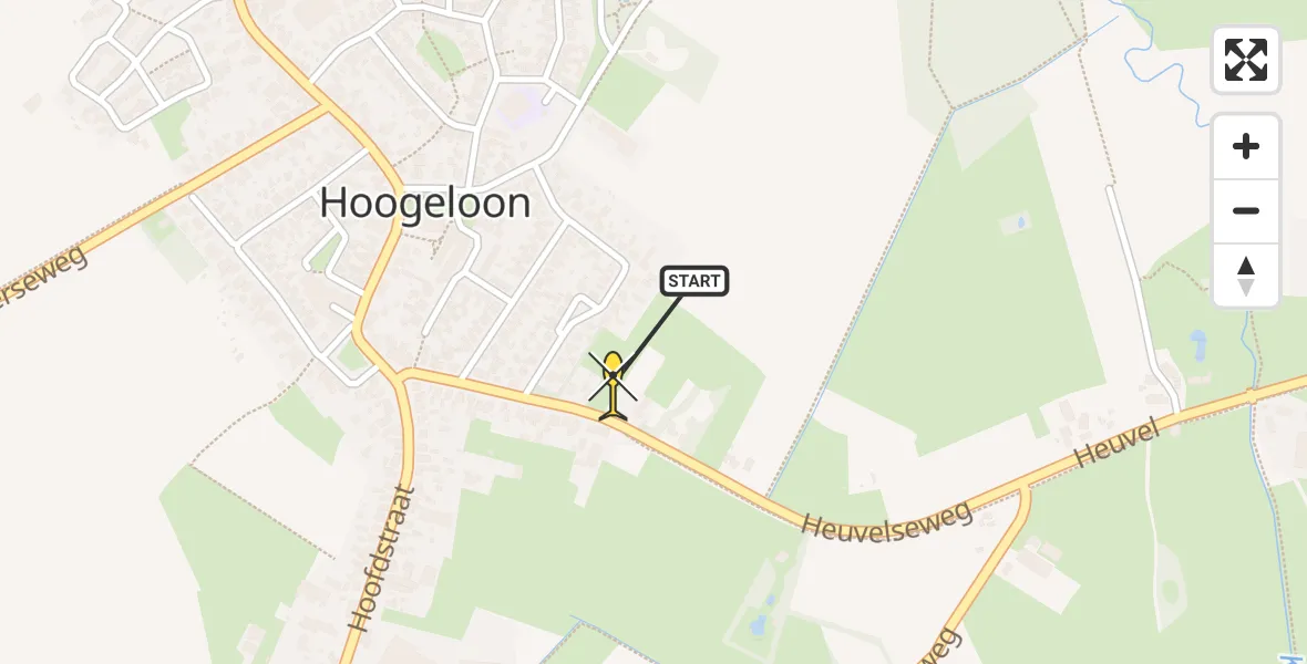 Routekaart van de vlucht: Lifeliner 3 naar Hoogeloon, Heuvelseweg