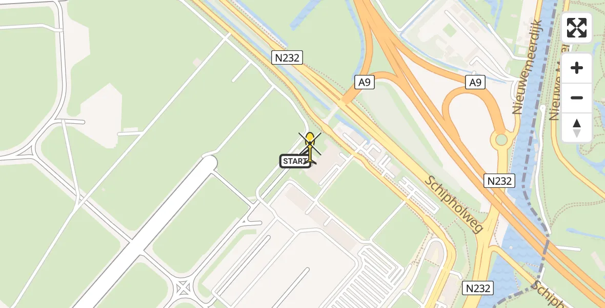 Routekaart van de vlucht: Politiehelikopter naar Schiphol, Loevesteinse Randweg