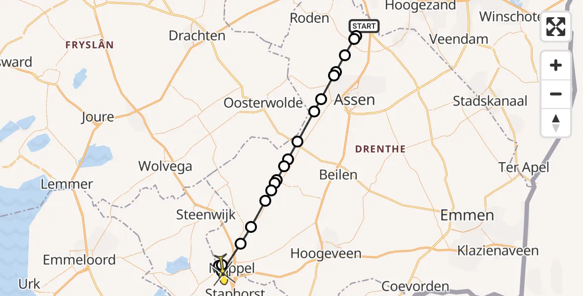Routekaart van de vlucht: Lifeliner 4 naar Meppel, Industrieweg