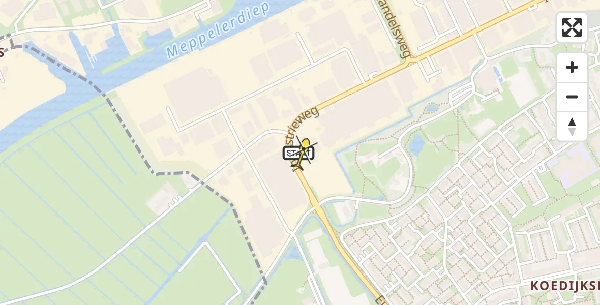 Routekaart van de vlucht: Lifeliner 4 naar Meppel, Oeverlandenweg