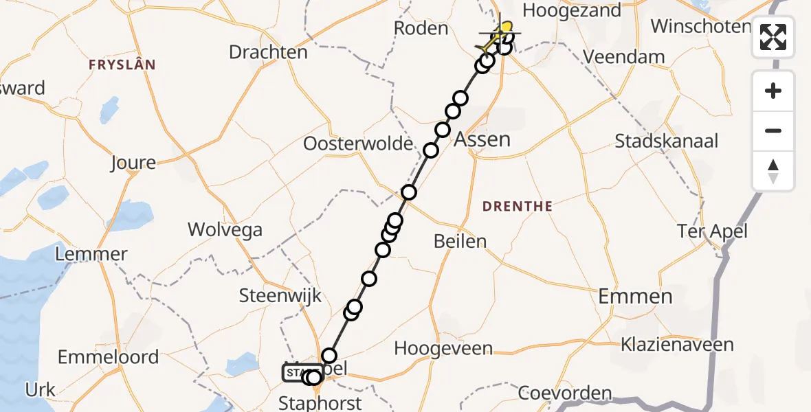 Routekaart van de vlucht: Lifeliner 4 naar Groningen Airport Eelde, Machlaan