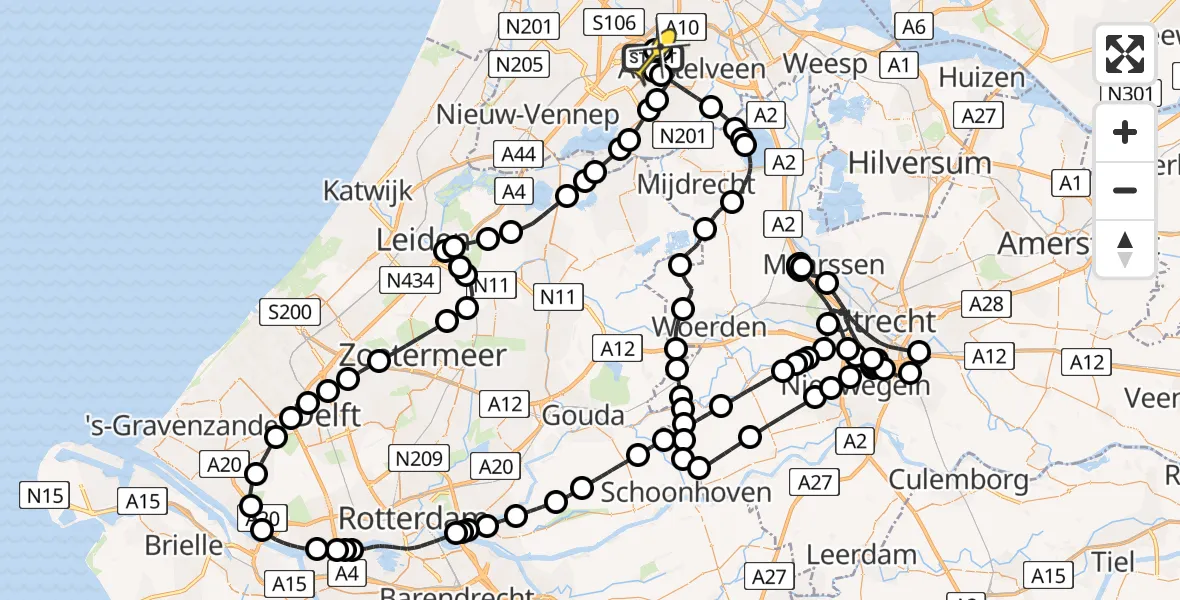 Routekaart van de vlucht: Politieheli naar Schiphol, Loevesteinse Randweg